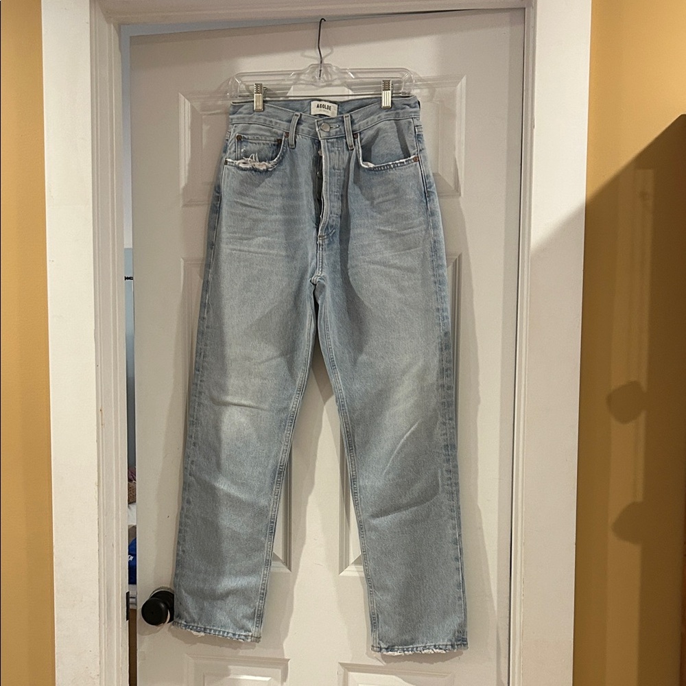 Agolde Women's High Rise Light Blue Jeans